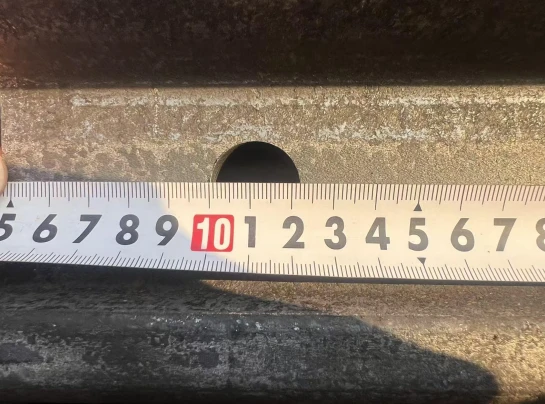 Measuring the dimensions of a railway steel rail Measuring the dimensions of a railway steel rail