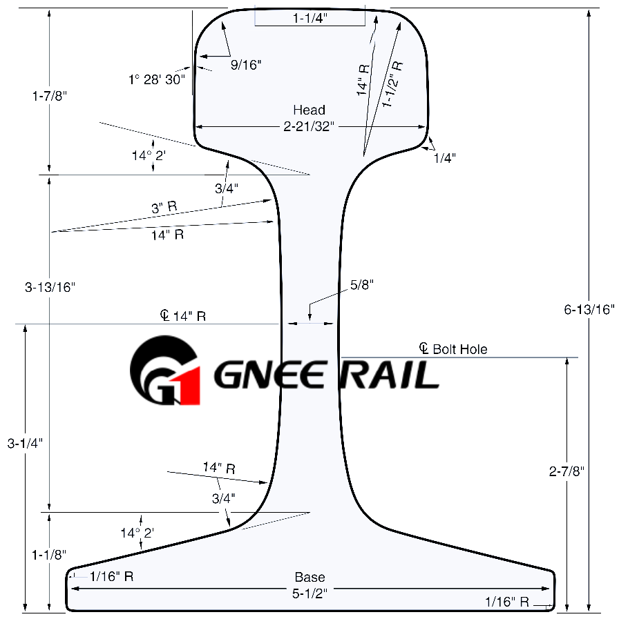 AREMA 119lb 119RE Rail Profile AREMA 119lb 119RE Rail Profile