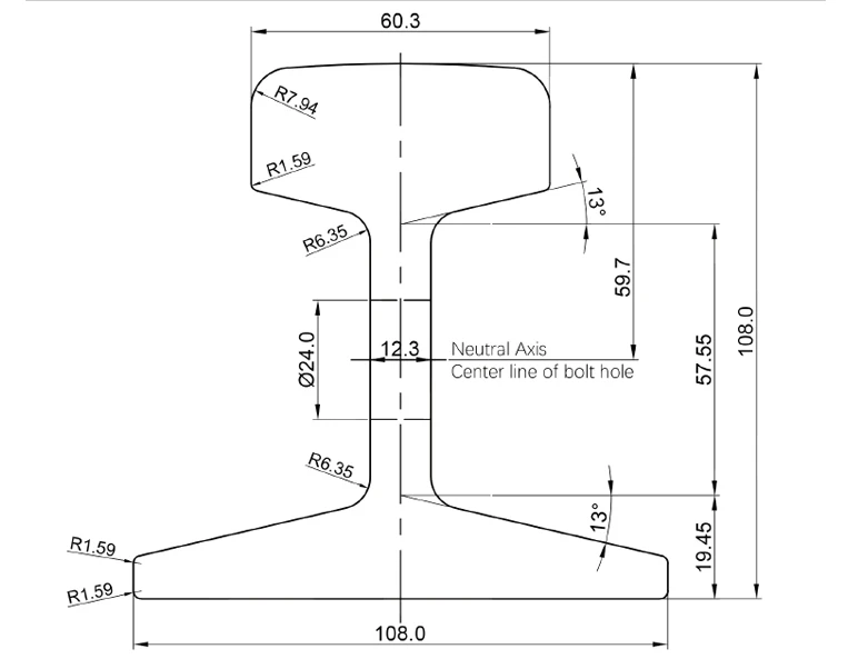 GB Light Steel Rail Profile 30kg GB Light Steel Rail Profile 30kg