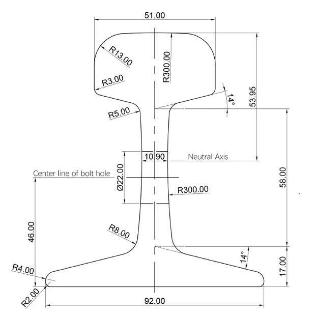 Light Steel Rail GB 24KG Light Steel Rail GB 24KG