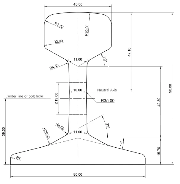 18kg Type Light Steel Rail GB Standard 18kg Type Light Steel Rail GB Standard